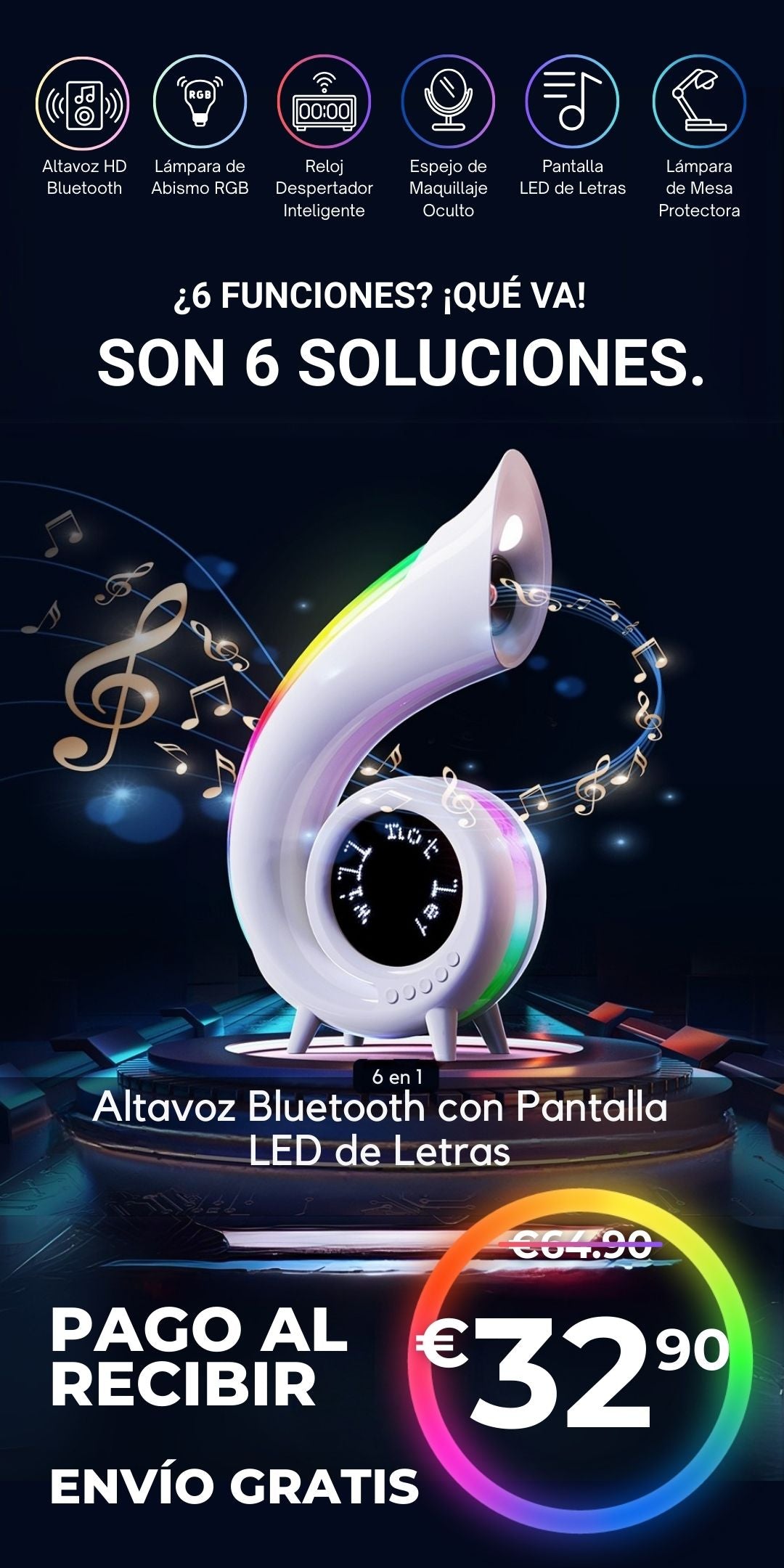 Altavoz concha 6 en 1
