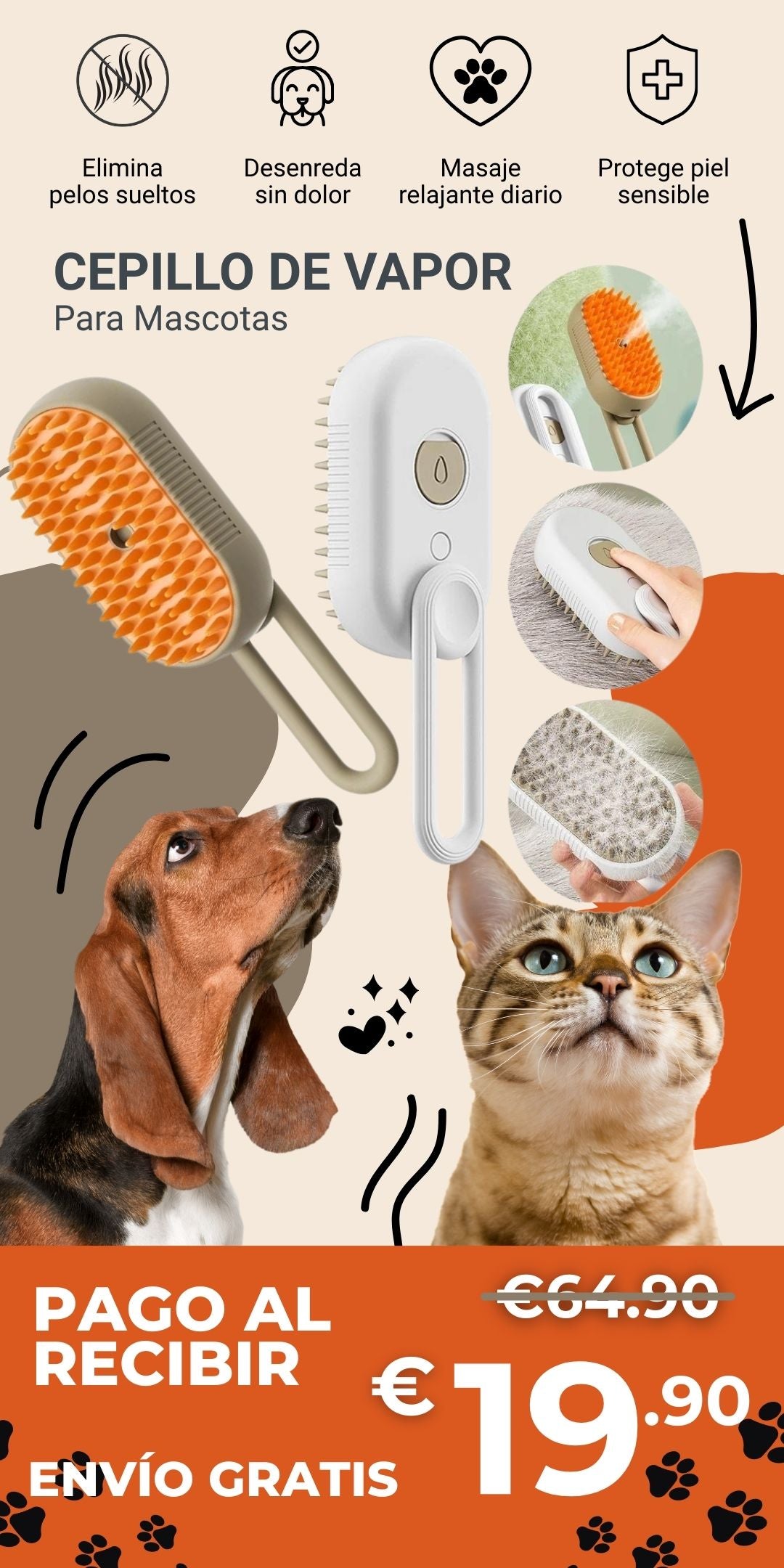 Cepillo de vapor para mascotas